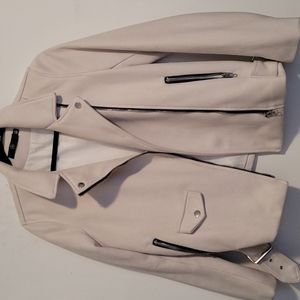 Cream Fauxsuade Bomber Jacket